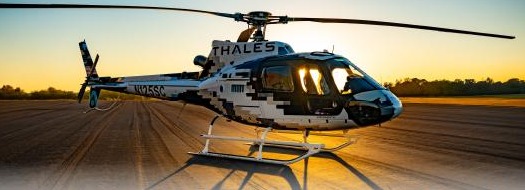 Airbus H125 helicopter at sunset, equipped with the StableLight 4-axis autopilot